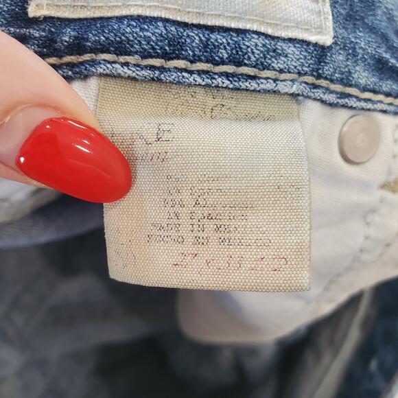 BKE Stella Jeans Womens 29 Blue Bootcut Denim Frayed Hem Embroidered Pockets - Picture 10 of 12